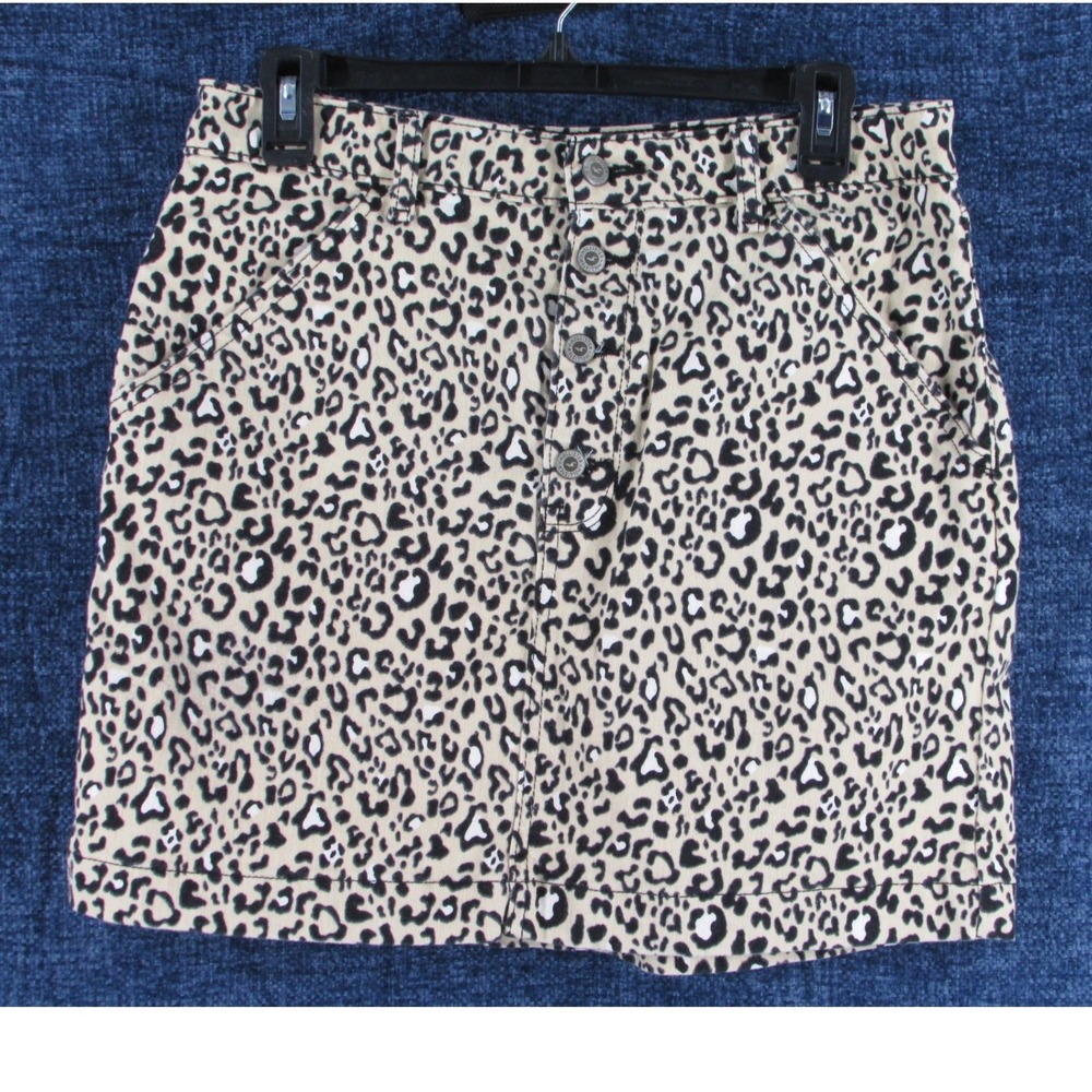 Hollister Mini Skirt Women 11 W30 Tan Cotton Blend Ultra High Rise Leopard Print